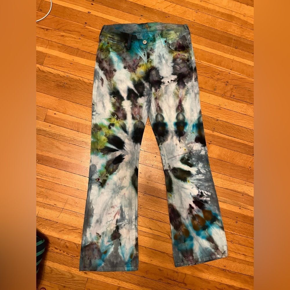 7 For All Mankind rainbow tie dye denim jeans straight bootcut 25 0 2 4